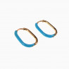 U-vormige Oorringen met Turkooisblauwe Emaille - 14K Goud Plated RVS