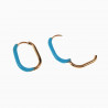 U-vormige Oorringen met Turkooisblauwe Emaille - 14K Goud Plated RVS