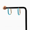 U-vormige Oorringen met Turkooisblauwe Emaille - 14K Goud Plated RVS