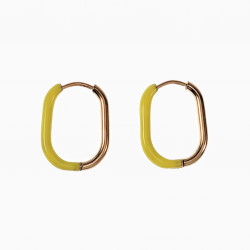 U-vormige Oorringen met Gele Emaille - 14K Goud Plated RVS