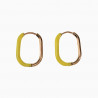 U-vormige Oorringen met Gele Emaille - 14K Goud Plated RVS