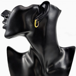 U-vormige Oorringen met Gele Emaille - 14K Goud Plated RVS