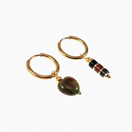 ∅16mm Oorringen met Natuurlijke Indiase agaatsteen Hangers Verguld RVS