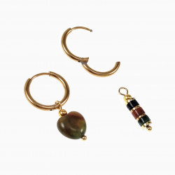 ∅16mm Oorringen met Natuurlijke Indiase agaatsteen Hangers Verguld RVS