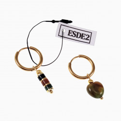∅16mm Oorringen met Natuurlijke Indiase agaatsteen Hangers Verguld RVS