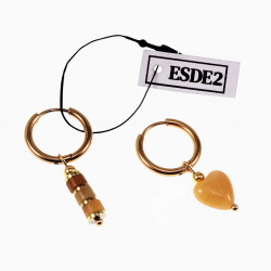 ∅16mm Oorringen met Natuurlijke Gele Jadesteen Hangers Verguld RVS