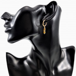 ∅16mm Oorringen met Natuurlijke Gele Jadesteen Hangers Verguld RVS