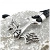 Zwart Leren Armband met RVS Adelaarsvleugels Anker