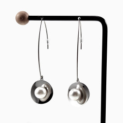 Lange Oorhangers Dames RVS Grote Haakoorbellen Oorbellen met Kristal