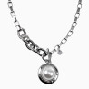 Dottilove Ketting 14k Witgoud Plated RVS Choker met Parel T-sluiting