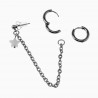 Driedelige Oorbellen Dames - Roestvrij staal - ∅15mm Oorringen - Ball Earring met Ketting - Witte Schelp Ster Hanger