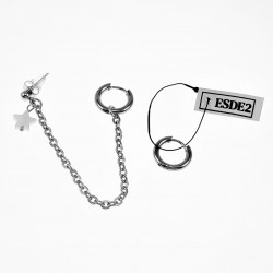 Driedelige Oorbellen Ball Earring met Ketting en Ster RVS ∅15mm