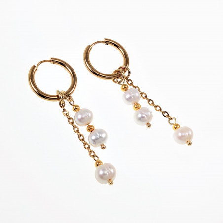 ∅18mm Oorringen met Verwisselbare Zoetwaterparels Hangers Verguld RVS