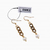Lange Oorhangers  met Cubaanse Ketting en Zoetwaterparels Verguld RVS
