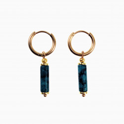 ∅14mm Oorringen met Natuurlijke Blauwwitte Jade Hangers Verguld RVS