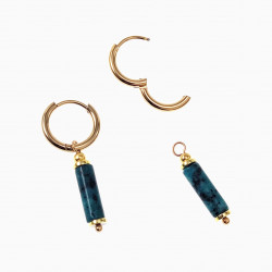 ∅14mm Oorringen met Natuurlijke Blauwwitte Jade Hangers Verguld RVS