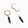 ∅14mm Oorringen met Natuurlijke Blauwwitte Jade Hangers Verguld RVS