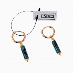 ∅14mm Oorringen met Natuurlijke Blauwwitte Jade Hangers Verguld RVS