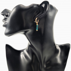 ∅14mm Oorringen met Natuurlijke Blauwwitte Jade Hangers Verguld RVS
