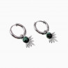 Oorbellen Dames - Groene Steen - Oorhangers - Roestvrij Staal - Oorringen met Waaier Hanger