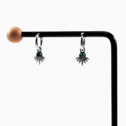 Oorbellen Dames - Groene Steen - Oorhangers - Roestvrij Staal - Oorringen met Waaier Hanger