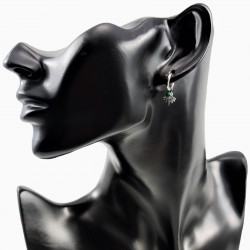 Oorbellen Dames - Groene Steen - Oorhangers - Roestvrij Staal - Oorringen met Waaier Hanger