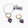 Oorringen met Hart Hanger Dames Zwarte Parelmoer Schelp Verguld RVS -