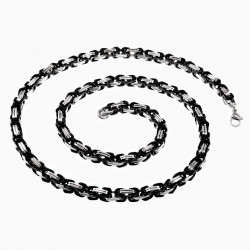 Vierkant Koningsketting Heren Stalen Zwarte PVC-Coating/Zilver Kleur