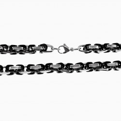 Vierkant Koningsketting Heren Stalen Zwarte PVC-Coating/Zilver Kleur