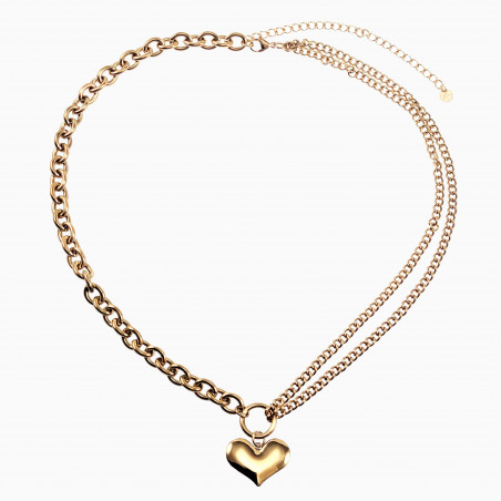 Ketting Dames - 14k Geel Goud Plated RVS Schakelsketting met Hart