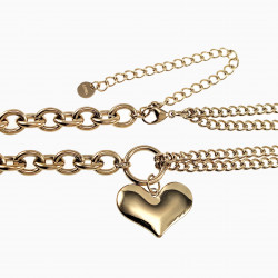 Dottilove Ketting Dames - 14k Geel Goud Plated RVS - Schakelsketting met Hart - Verstelbaar