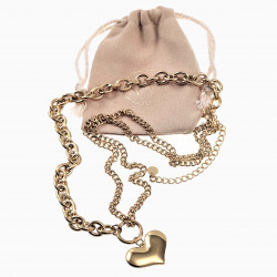 Dottilove Ketting Dames - 14k Geel Goud Plated RVS - Schakelsketting met Hart - Verstelbaar