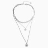 Dottilove Ketting Dames - Multilayer Ketting - 14k Wit Goud Plated RVS - Drielaagse Ketting met Hangers - Verstelbaar