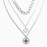 Dottilove Ketting Dames - Multilayer Ketting - 14k Wit Goud Plated RVS - Drielaagse Ketting met Hangers - Verstelbaar