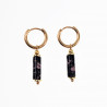 ∅14mm Oorringen Dames - Rhodochrosiet Steen - Oorhangers - Verguld RVS - Oorbellen met Buis Hangers