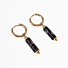 ∅14mm Oorringen Dames - Rhodochrosiet Steen - Oorhangers - Verguld RVS - Oorbellen met Buis Hangers