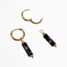 ∅14mm Oorringen Dames - Rhodochrosiet Steen - Oorhangers - Verguld RVS - Oorbellen met Buis Hangers
