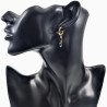∅14mm Oorringen Dames - Rhodochrosiet Steen - Oorhangers - Verguld RVS - Oorbellen met Buis Hangers
