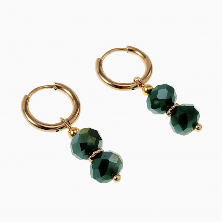 ∅14mm Oorringen met Groene Oostenrijkse Glaskralen Dames Verguld RVS