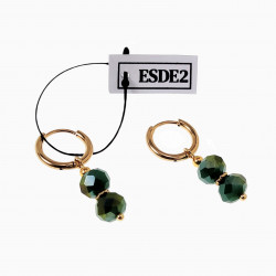 ∅14mm Oorringen Dames - Verguld RVS - Oorbellen met Groene Oostenrijkse Glaskralen