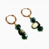 ∅14mm Oorringen met met Groene Glaskralen en Schelp Dames Verguld RVS