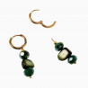 ∅14mm Oorringen met met Groene Glaskralen en Schelp Dames Verguld RVS