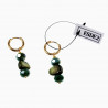 ∅14mm Oorringen met met Groene Glaskralen en Schelp Dames Verguld RVS
