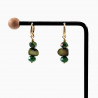 ∅14mm Oorringen met met Groene Glaskralen en Schelp Dames Verguld RVS