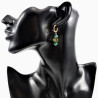 ∅14mm Oorringen met met Groene Glaskralen en Schelp Dames Verguld RVS
