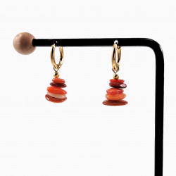 ∅14mm Oorringen Dames - Verguld RVS - Oorbellen met Oranjebruine Onregelmatige Schelp