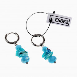 ∅142mm Oorringen met Turquoise Oostenrijkse Glaskralen en Schelp RVS