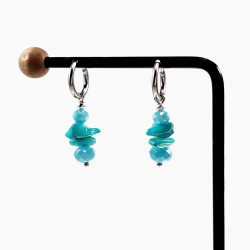 ∅142mm Oorringen met Turquoise Oostenrijkse Glaskralen en Schelp RVS