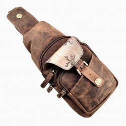 Hunters Crossbodytas Unisex Bruin Buffelleer - Schoudertas -  Slingbag