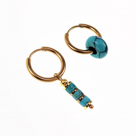 ∅16mm Oorringen  met Turquoise Donut en Buis Hangers Verguld RVS